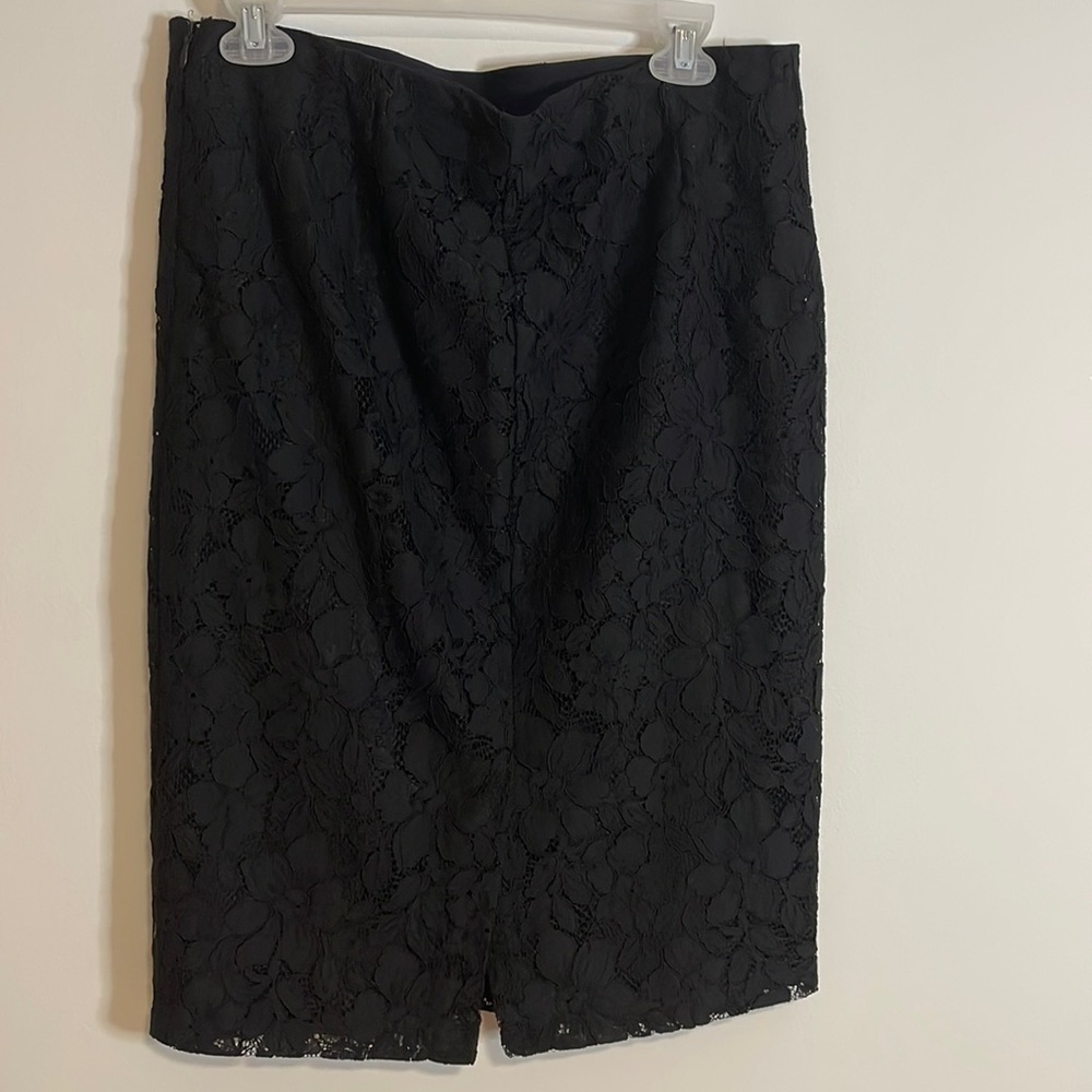 NWT Chaps Polo Lace Skirt 10 Black Pencil Knee Floral Classic Careerwear - Picture 7 of 12